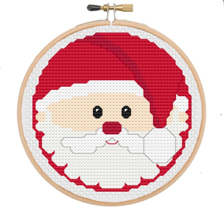 Santa Hoop Ornament cross stitch pattern