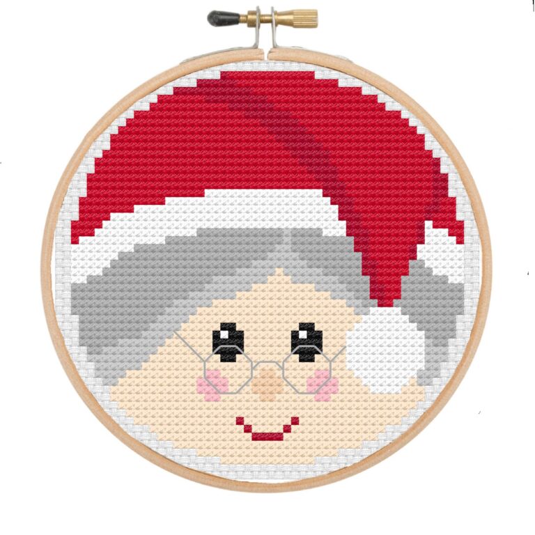 Mrs Claus Hoop Ornament cross stitch pattern