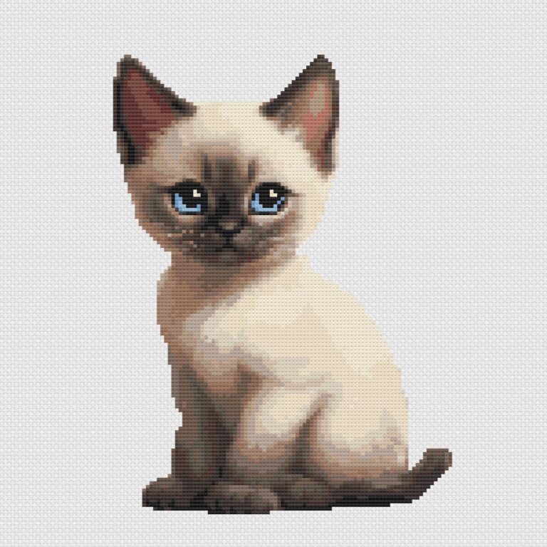 Siamese kitten cross stitch pattern