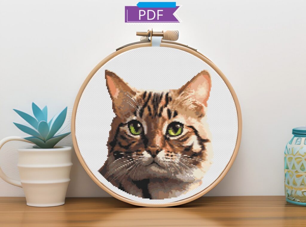 Bengal cat cross stitch