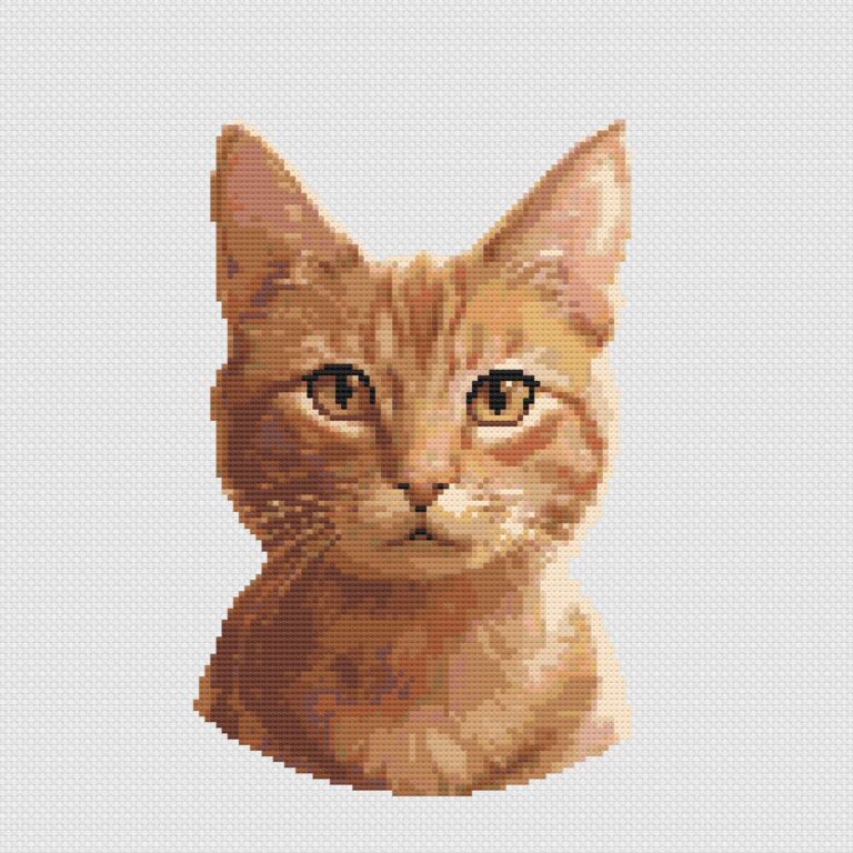 Butterscotch tabby cat cross stitch