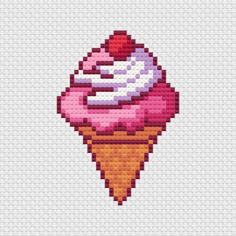 Ice cream cone cross stitch pattern