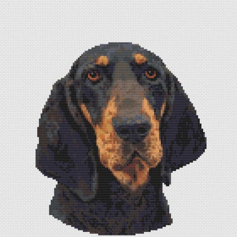 Black and Tan Coonhound cross stitch pattern